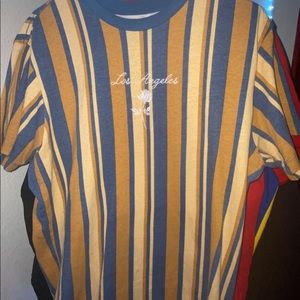LARGE Mens Neon Riot orange and blue striped shirt
